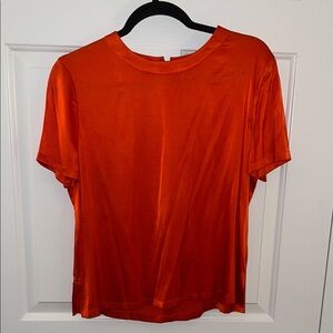 St. John Orange Silk Short Sleeve Shirt